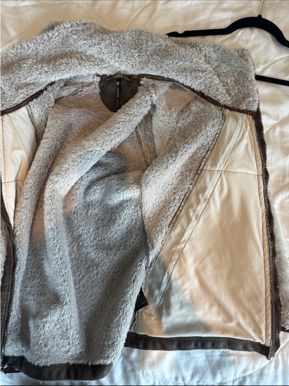 KÜHL Flight Jacket Sherpa Fleece Hooded Jacket Cream Brown Style Size Large - Picture 10 of 10